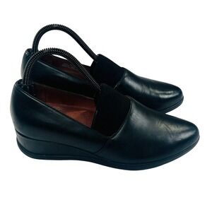 Dansko Shanda Shoes Womens 38/7.5-8‎ Black Leather Waterproof Wedge Heel Comfort